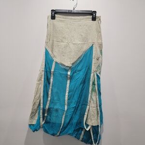 OHDD Asymmetrical Skirt in Cream and Blue Size 28